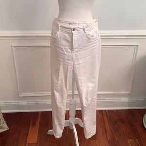 Zara Trafaluc Denimware White Straight Leg High Rise Jeans Size Ten